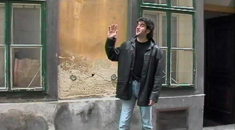 Josh outside the Mozart museum in Vienna